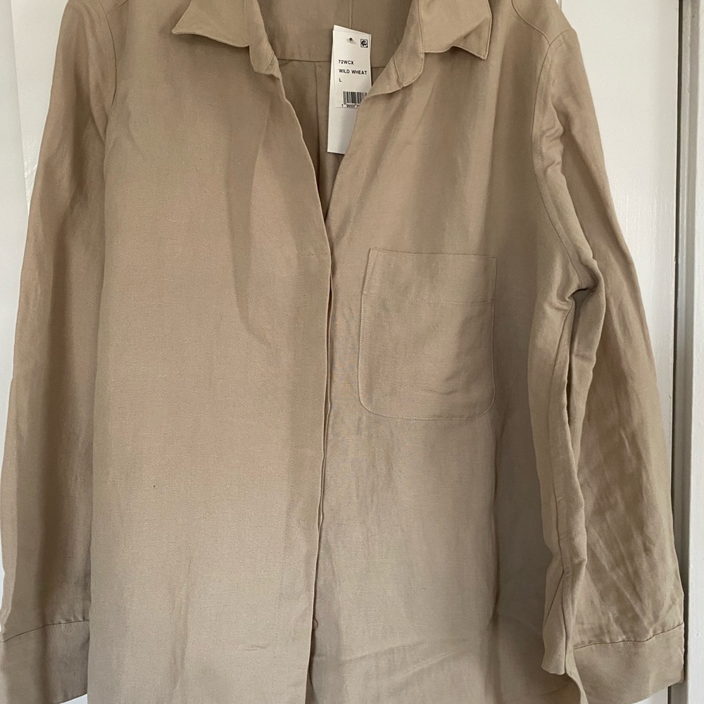 French Connection Birdie Wild Wheat Shirt Top Size L New